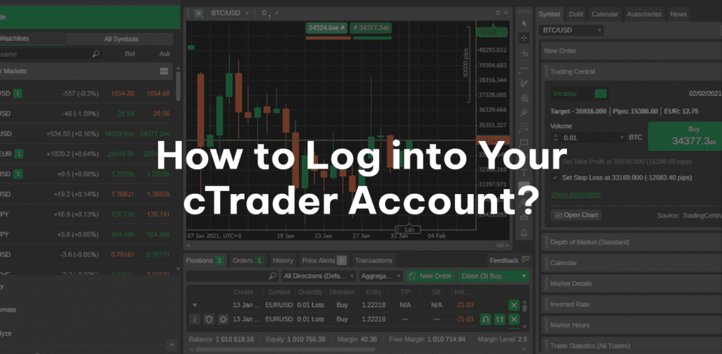 วิธีการเข้าสู่ระบบ cTrader